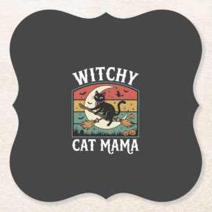 Halloween-Katze Hexen-Mama Untersetzer