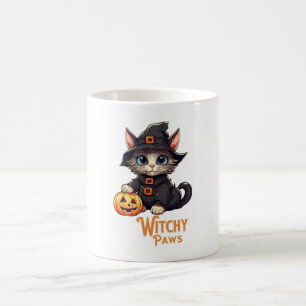 Halloween-Katze Hexenpfoten Kaffeetasse