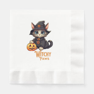 Halloween-Katze Hexenpfoten Serviette