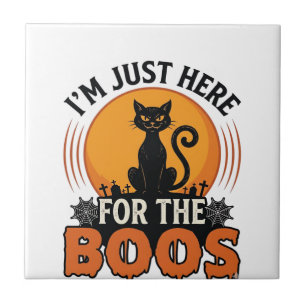 Halloween-Katze Ich bin nur wegen der Buh-Rufe hie Fliese