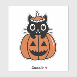 Halloween-Katze im Kürbis Aufkleber