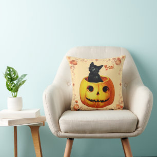 Halloween-Katze im Kürbiskissen Kissen