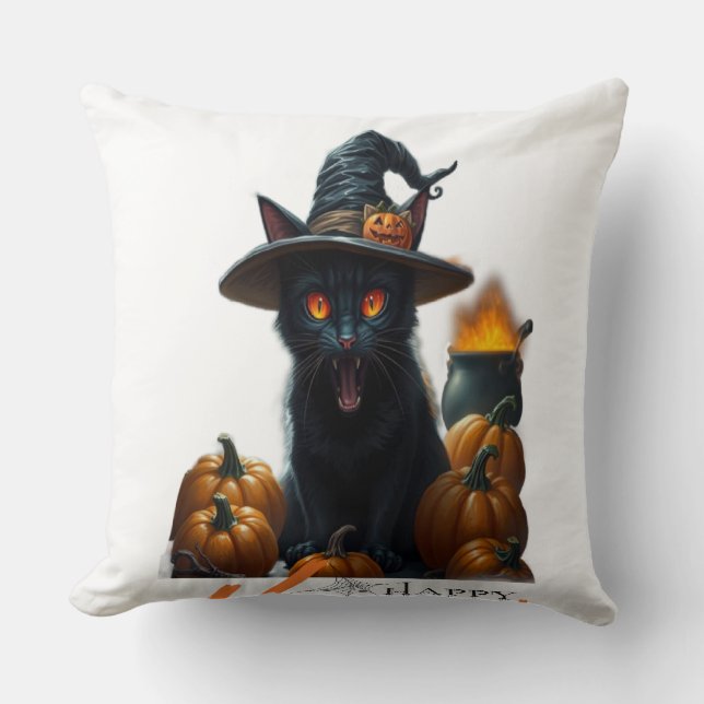 Halloween-Katze  Kissen (Vorderseite)