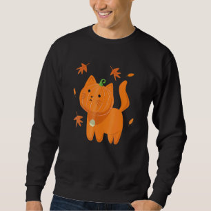 Halloween-Katze Kürbis Jack O Laterne Sweatshirt