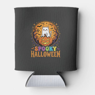 Halloween-Katze Kürbis Mond Vintage-Design Dosenkühler