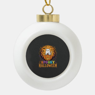 Halloween-Katze Kürbis Mond Vintage-Design Keramik Kugel-Ornament