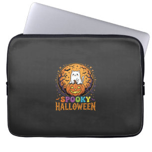 Halloween-Katze Kürbis Mond Vintage-Design Laptopschutzhülle