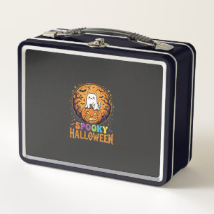 Halloween-Katze Kürbis Mond Vintage-Design Metall Brotdose