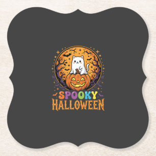 Halloween-Katze Kürbis Mond Vintage-Design Untersetzer