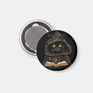 Halloween-Katze liest Anatomie-Zauberliste der Beu Magnet