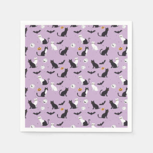 Halloween-Katze lila Serviette