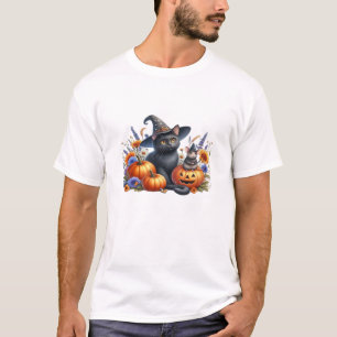 Halloween-Katze-Maus-Kürbisse-T-Shirt Wesentliches T-Shirt