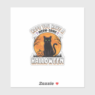 Halloween-Katze Meow-Some Vintage-Stich-Design_1 Aufkleber