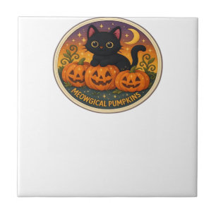 Halloween-Katze Meowgical Kürbisse Stickerei Desig Fliese