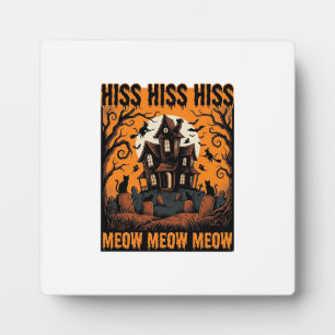 Halloween-Katze Miauen Gruseliges Vintage-Hexenhau Fotoplatte