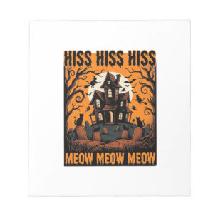 Halloween-Katze Miauen Gruseliges Vintage-Hexenhau Notizblock