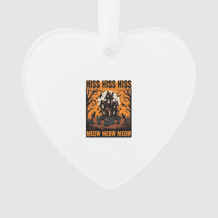 Halloween-Katze Miauen Gruseliges Vintage-Hexenhau Ornament