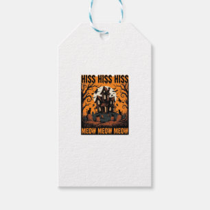 Halloween-Katze Miauw Gruseliges Vintage-Hexenhaus Geschenkanhänger