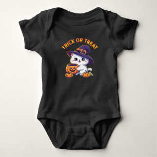 Halloween-Katze mit Jack O' Lantern Pumpkin Baby Strampler
