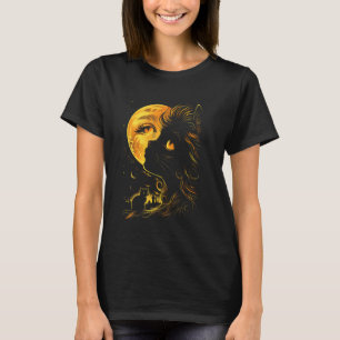 Halloween-Katze Mond Hexerei Magie Schwarze Katze T-Shirt