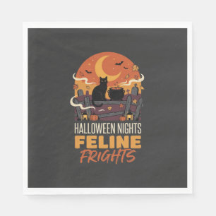 Halloween-Katze Mondlicht-Magie Serviette