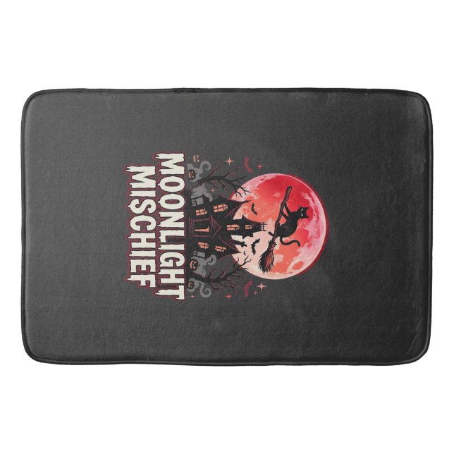 Halloween-Katze Mondlicht Unfug Badematte (Vorderseite)