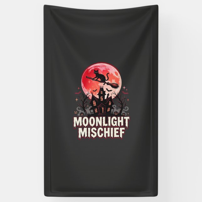 Halloween-Katze Mondlicht Unfug Banner (Vertikal)