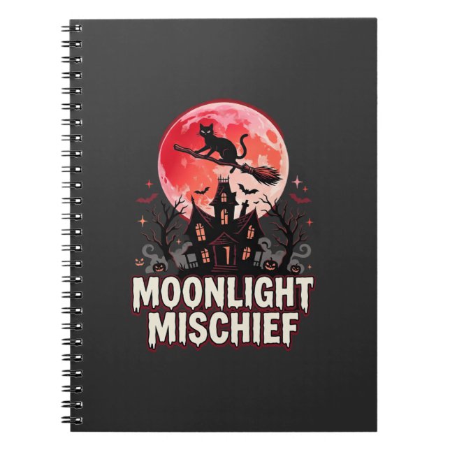 Halloween-Katze Mondlicht Unfug Notizblock (Vorderseite)