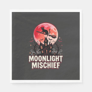 Halloween-Katze Mondlicht Unfug Serviette