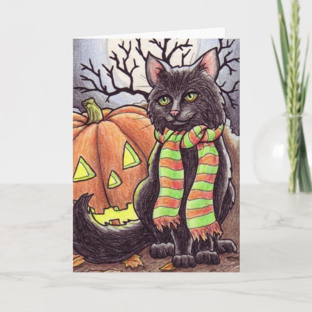 Halloween-Katze notecard Karte (Vorderseite)