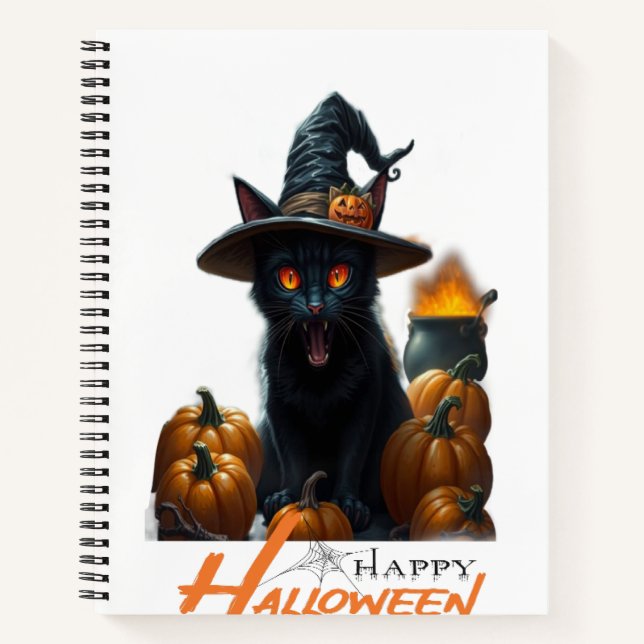 Halloween-Katze  Notizbuch (Vorderseite)