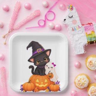 Halloween-Katze Pappteller