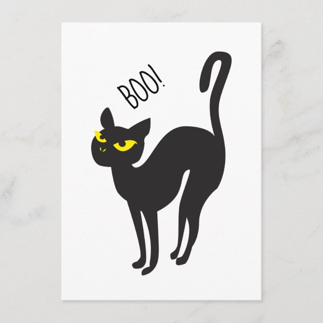 Halloween, Katze, Schwarz, Boo! Trenddesign Begleitkarte (Vorderseite)
