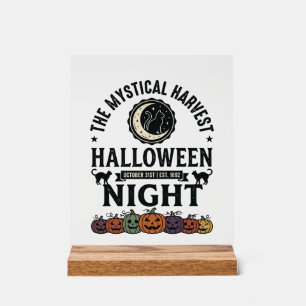 Halloween-Katze Schwarze Katzen Kürbisse Vintage L Acrylschild