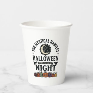 Halloween-Katze Schwarze Katzen Kürbisse Vintage L Pappbecher