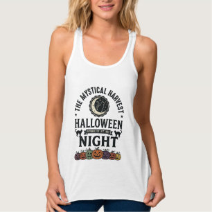 Halloween-Katze Schwarze Katzen Kürbisse Vintage L Tank Top