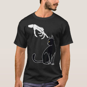 Halloween-Katze schwarze Skeletthand Boop T-Shirt