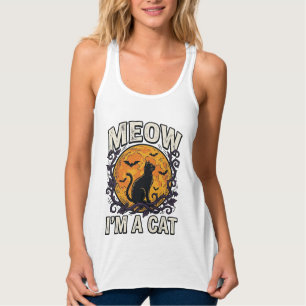 Halloween-Katze-Shirt Meow Ich Bin Eine Katze Vint Tank Top