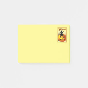 Halloween-Katze sitzt auf einem Jack O Lantern Pos Post-it Klebezettel