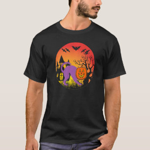 Halloween-Katze Spukhaus Hexe Fledermäuse T-Shirt