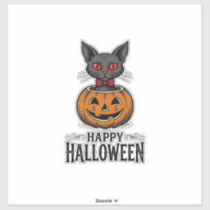 Halloween-Katze Süßer Kürbis Vintage Gruselig_1 Aufkleber