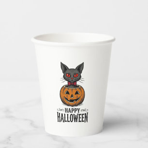 Halloween-Katze Süßer Kürbis Vintage Gruselig_1 Pappbecher