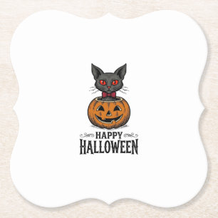 Halloween-Katze Süßer Kürbis Vintage Gruselig_1 Untersetzer