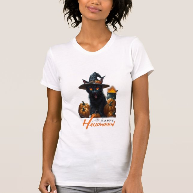 Halloween-Katze  T-Shirt (Vorderseite)