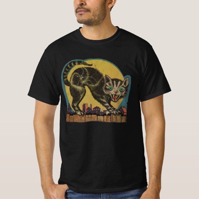 Halloween-Katze T-Shirt (Vorderseite)