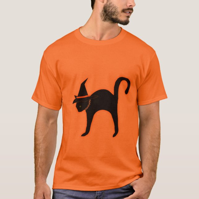 Halloween-Katze T-Shirt (Vorderseite)