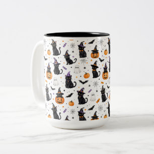 Halloween-Katze-Tasse Geschenk für schwarze Katz Zweifarbige Tasse