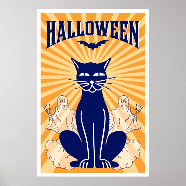 Halloween-Katze und Geister Poster (Vorne)