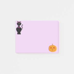 Halloween-Katze und Kürbis Post-it Klebezettel