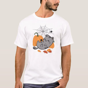 Halloween-Katze und Spinnen Classic T-Shirt